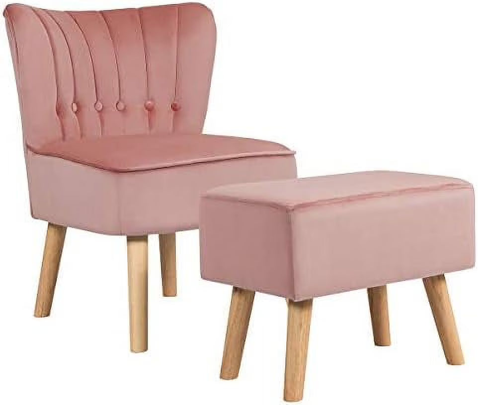 Pin Velvet Accent Chair with Ottoman E575
