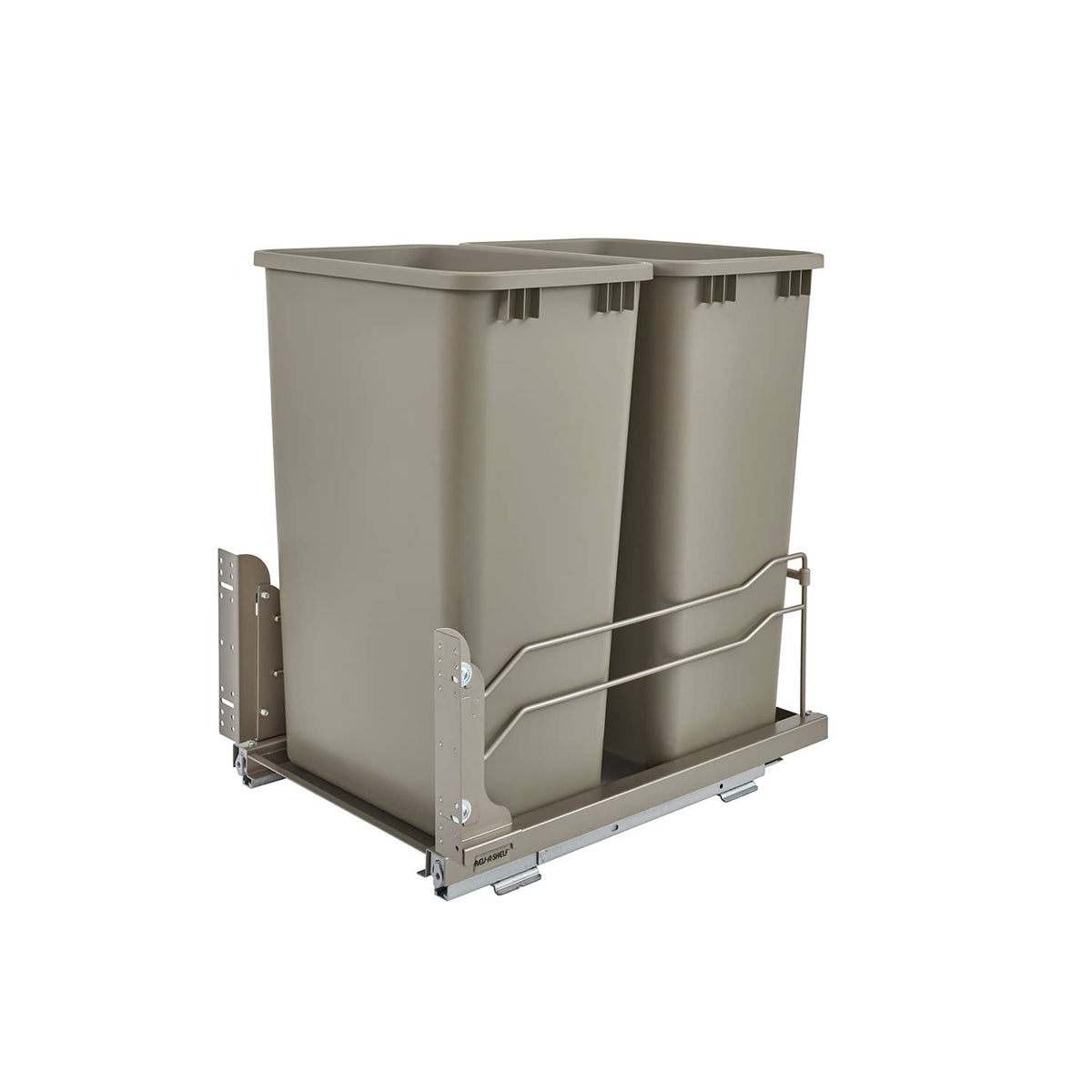 Double 27-Quart Pull Out Kitchen Waste Container with Soft-Close Slides, Gray T870