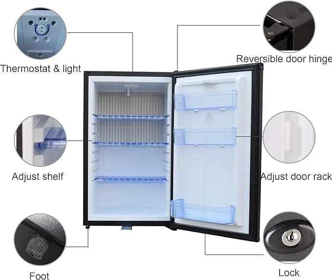 1.7 Cu ft Portable Absorption Mini Fridge with Lock D404