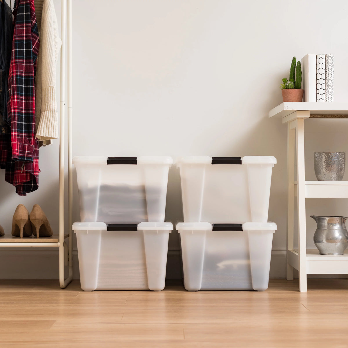 45 Qt Pearl Latch Storage Bin with Lid, Set of 4 F852612