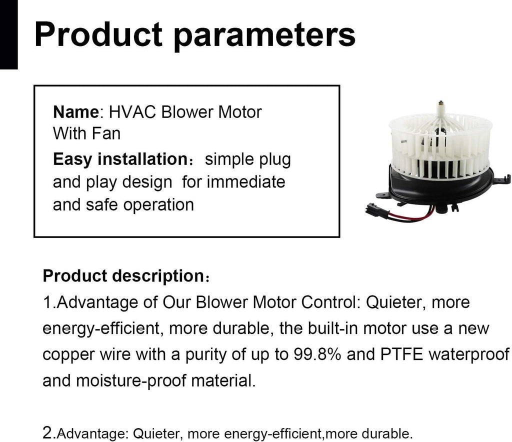 Heater HVAC Blower Motor with Fan Cage Pack of 2 U644