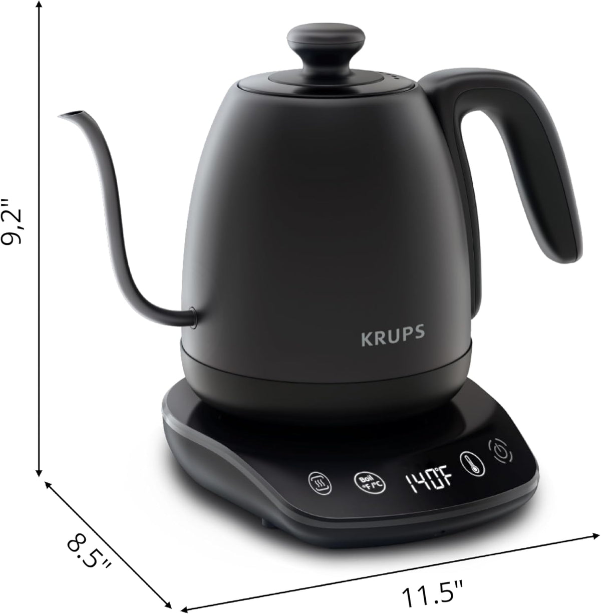 Black Stainless Steel Gooseneck Electric Kettle 1 Liter R65114