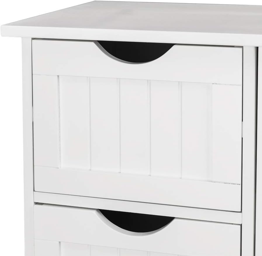 Wooden Bathroom Floor Cabinet with 4 Doors Adjustable Shelves Y375