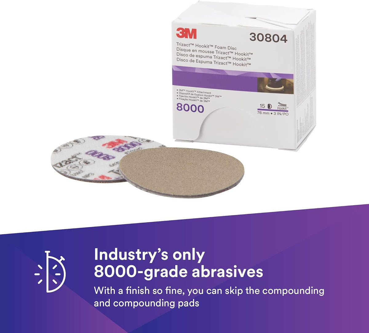 6 in Foam Backing Abrasive Disc, 3000 and 8000 Grade, 10 Discs/Carton Y502610
