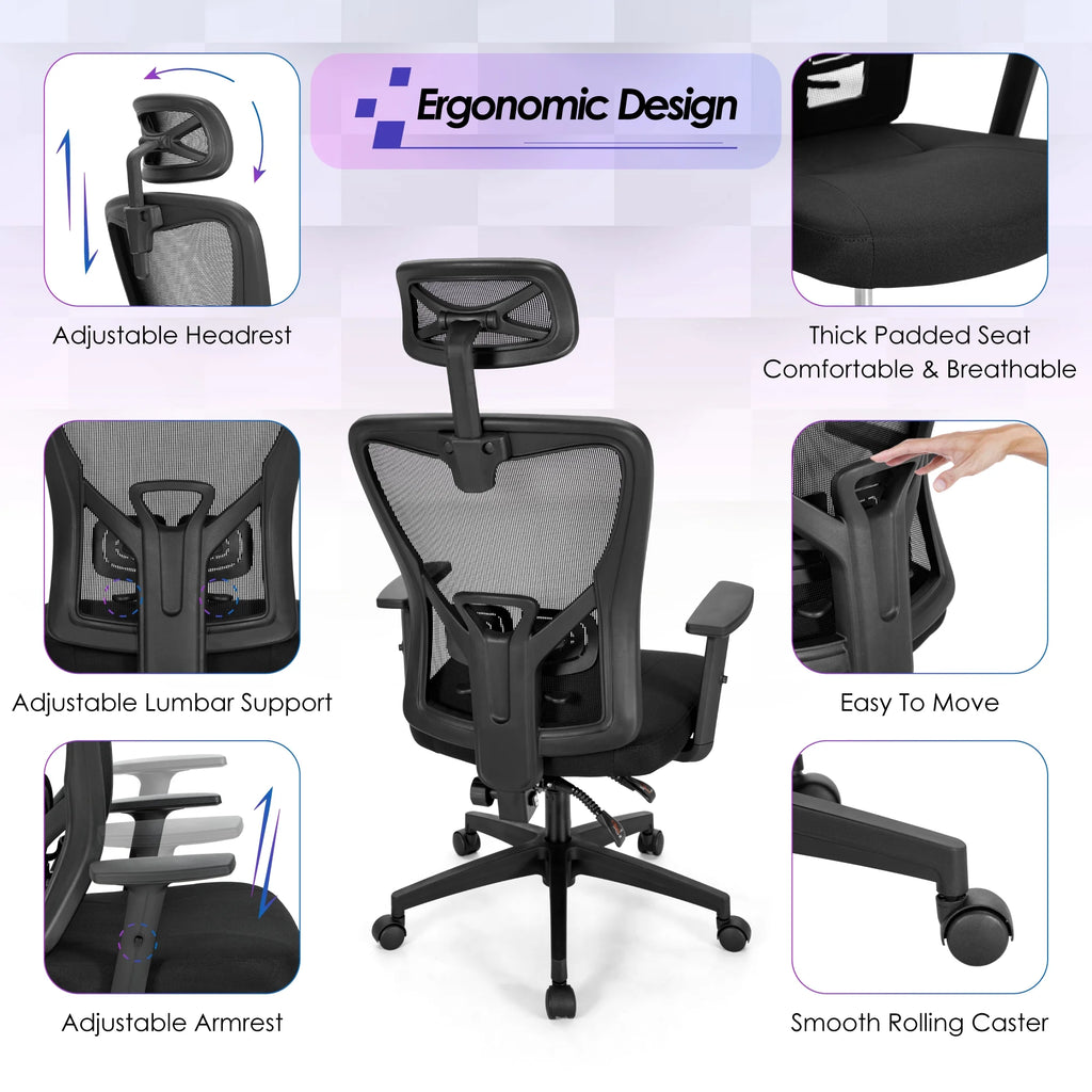 Black High Back Mesh Ergonomic Office Chair V55204