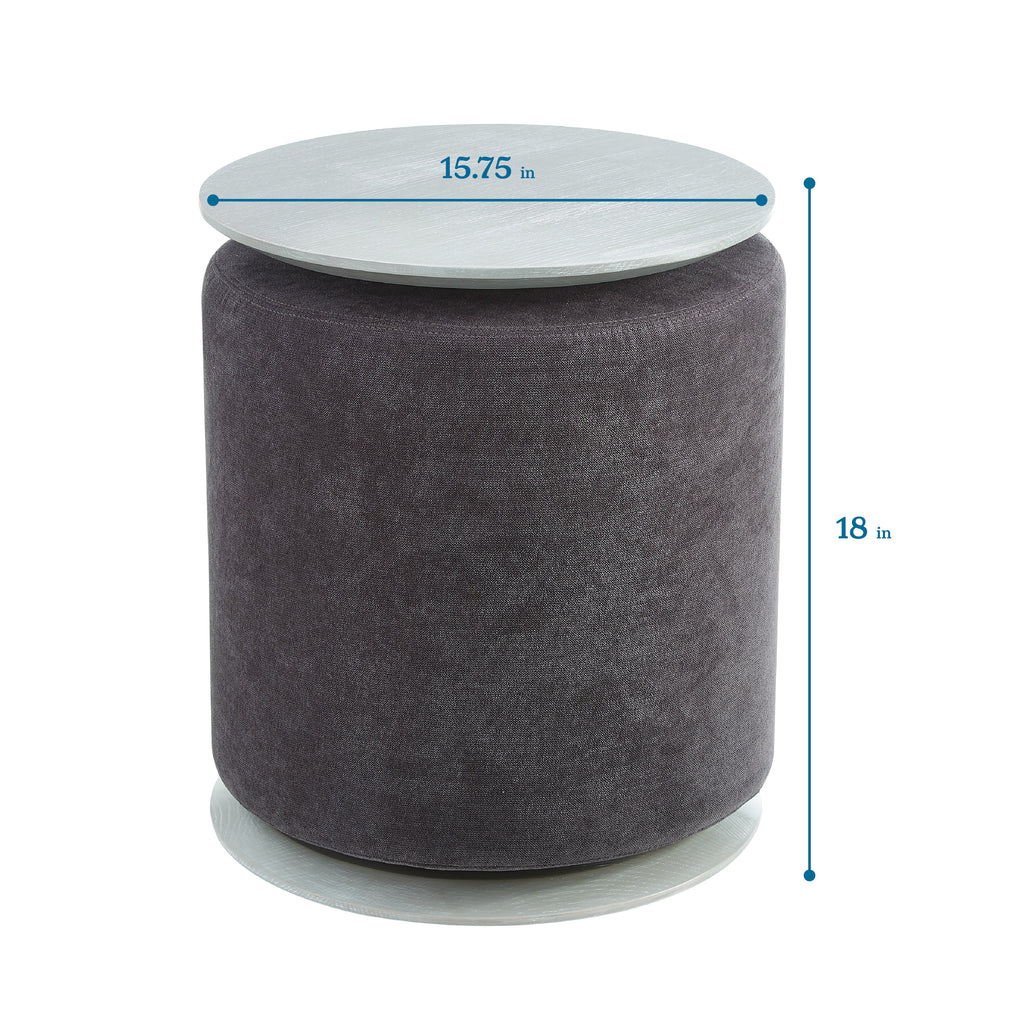 Dark Grey 2-Piece Table with Fabric Ottoman P388860