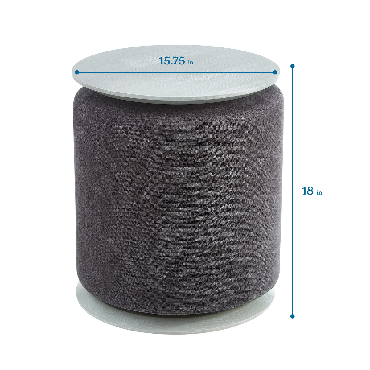 Dark Grey 2-Piece Table with Fabric Ottoman P388860