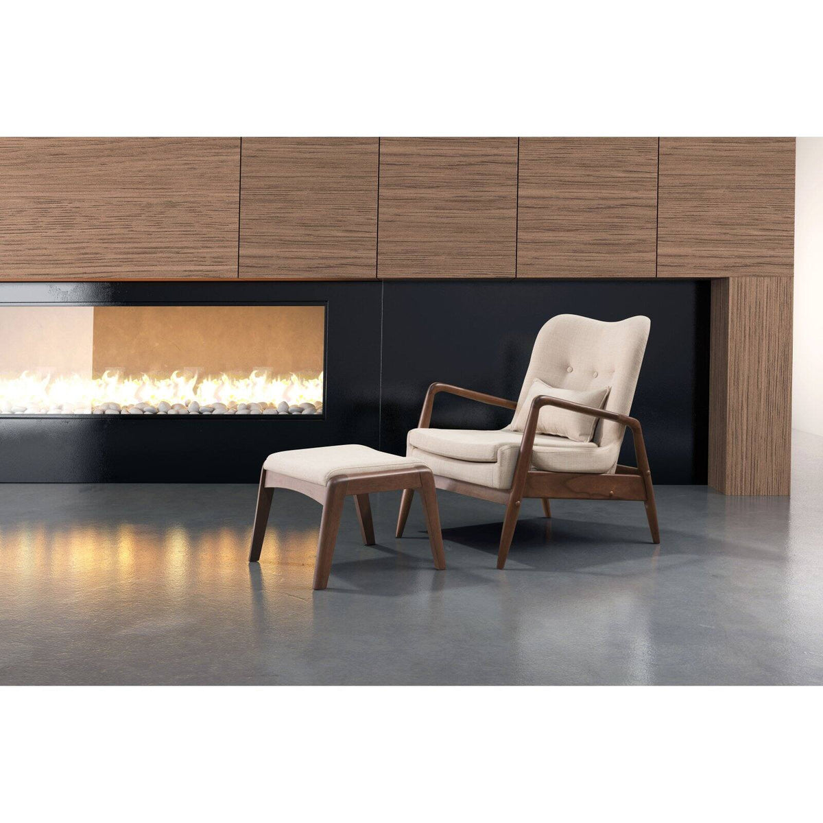 Black Lounge Chair and Ottoman C812