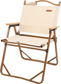 Beige Folding Camping Chair with Beech Armrest L1161