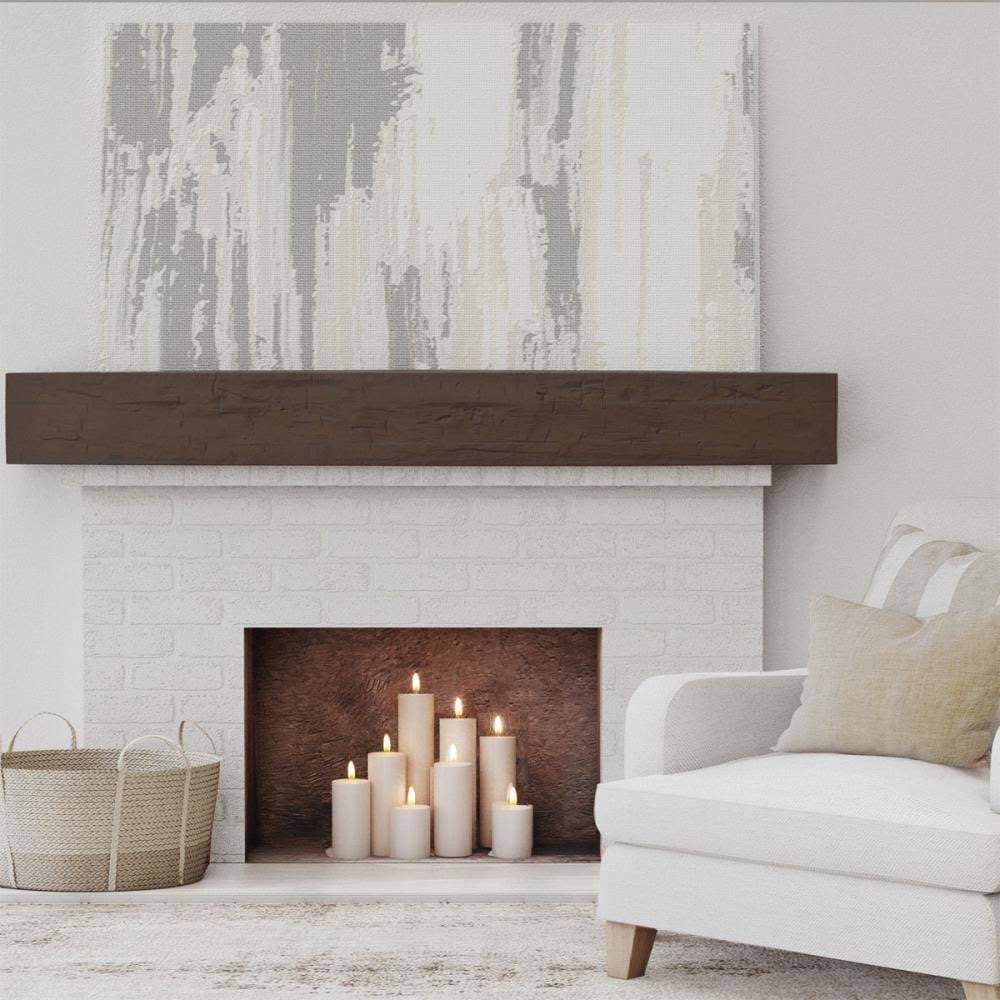 Hand Hewn Faux Wood Fireplace Mantel I32444