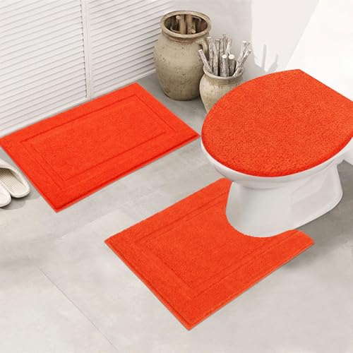 3 Piece Non Slip Absorbent Microfiber Shaggy Bathroom Rug Set A577