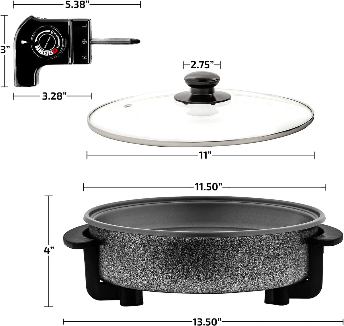 12" Round Nonstick Electric Skillet J5363