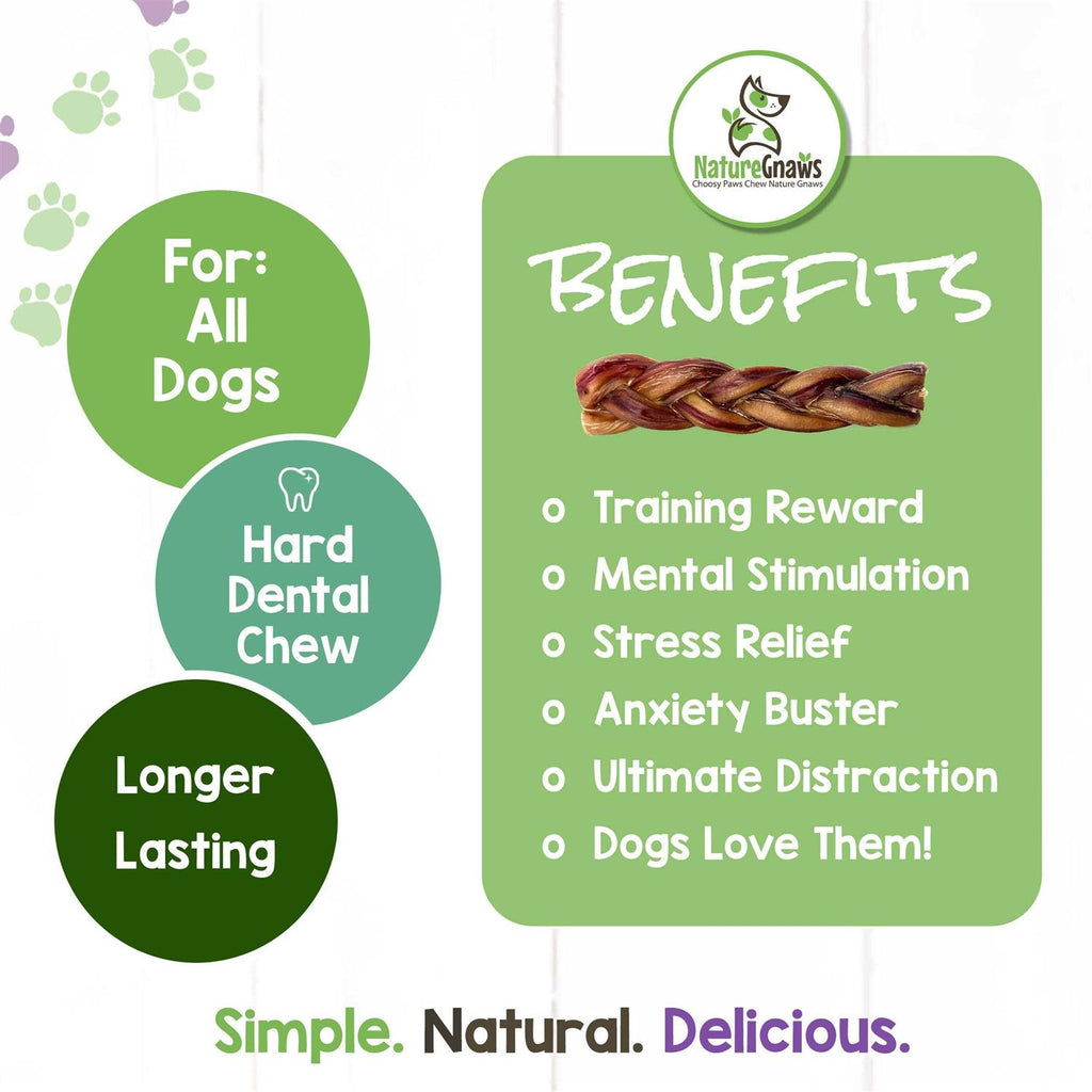Braided Bully Sticks for Dogs Natural Beef Bones A848368