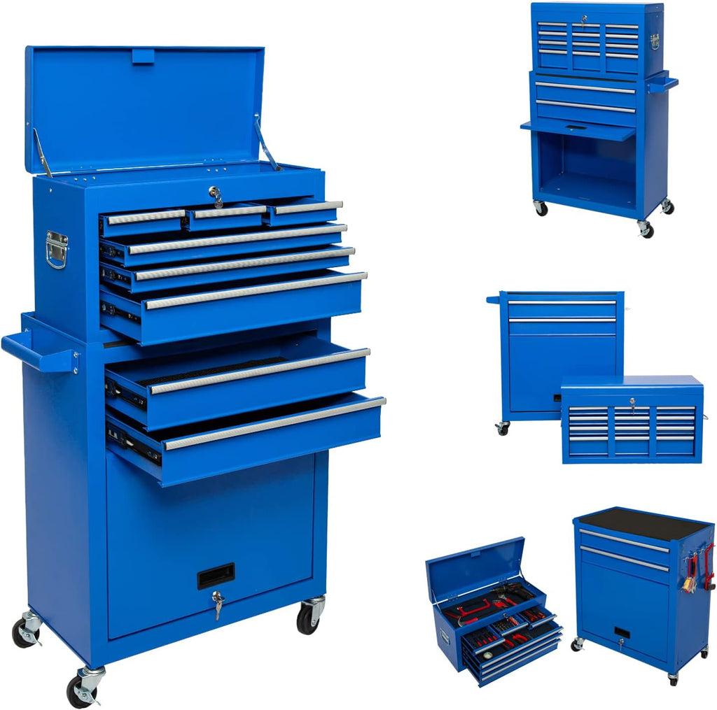 Blue 8 Drawer Rolling Metal Tool Chest F571