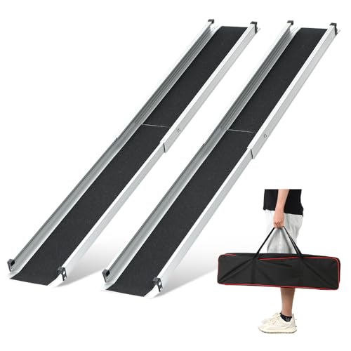 6FT Telescoping Aluminum Wheelchair Ramp with Storage Bag 600lbs Capacity (2 Pack) V14744