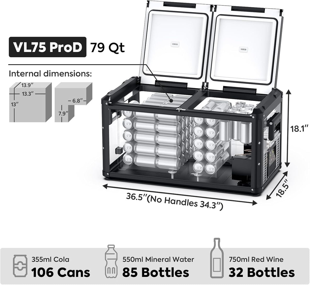 79.2 Quarts Dual Zone Portable Refrigerator with SECOP Compressor B362