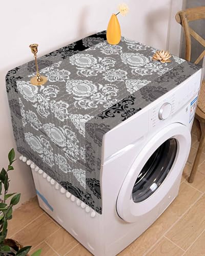 Grey Black White Microwave Oven Dust Cover with Storage Pockets 12" X 35" A2132