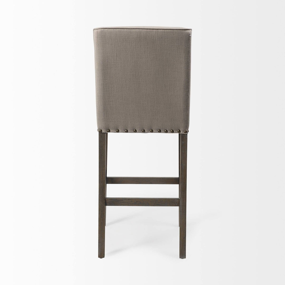 Beige Fabric Brown Wood Base Stool S27697