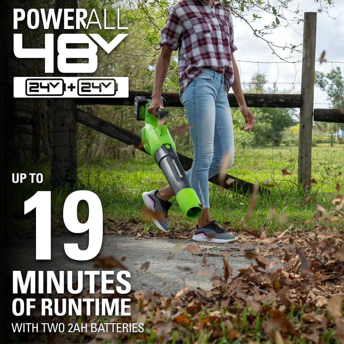 48V Brushless Leaf Blower 515CFM 125MPH with 2 2.0Ah Batteries & 4A Dual Port Charger S4446