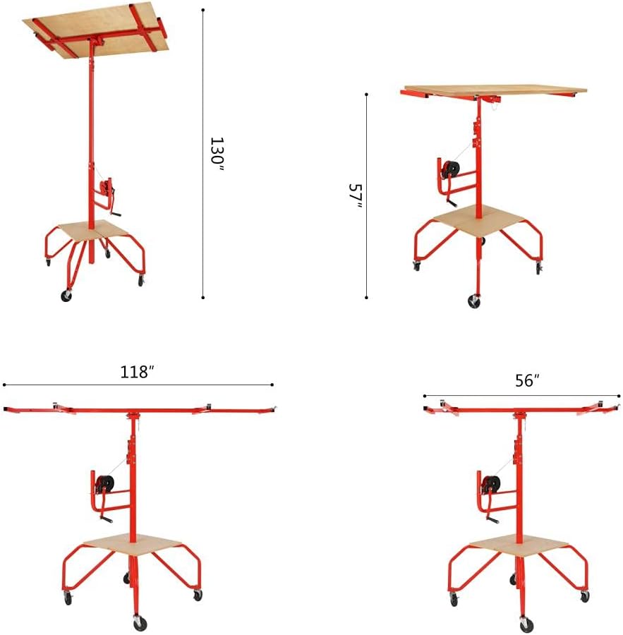 Drywall Lift Rolling Panel Hoist Jack Lifter 16FT A55371