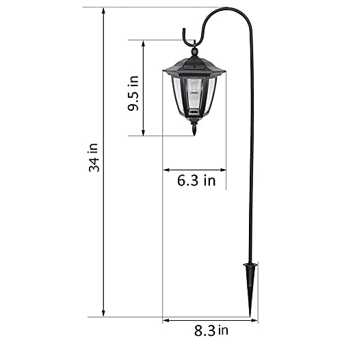 34 Inch Hanging Solar Lights, 2 Pack Warm White LED Garden Lanterns with 2 Shepherd Hooks G633
