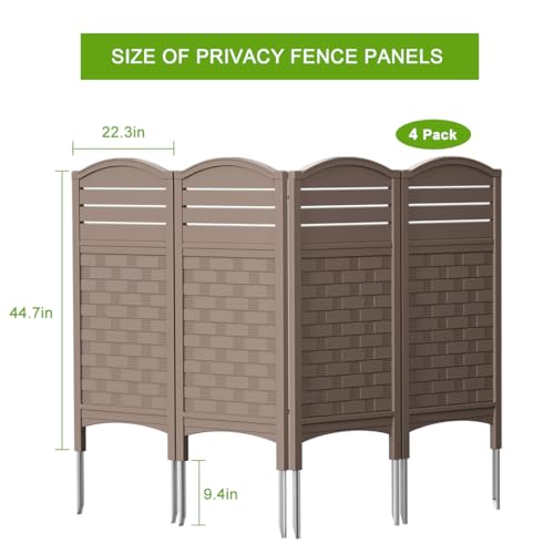Off White 4 Panels Resin Fence Panels Kit, 45" x 22" Per Panel A10069
