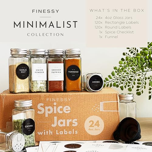 4 oz Clear Empty Spice Jars with Labels and Shaker Lids L56493