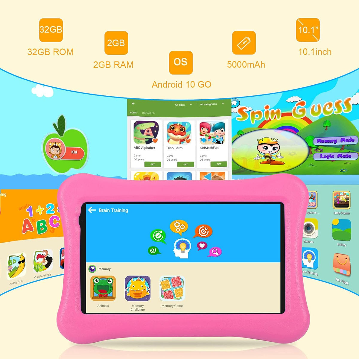 10.1 inch Kids Tablet Android 10.0 2GB RAM 32GB ROM N405994