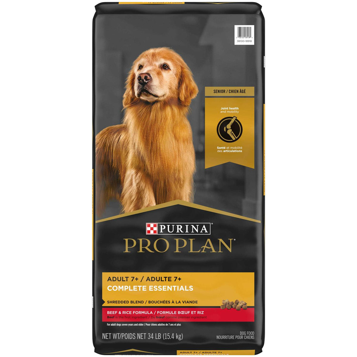 Senior Adult 7+ Complete Essentials Shredded Blend Beef & Rice Formula High Protein Dog Food E8944