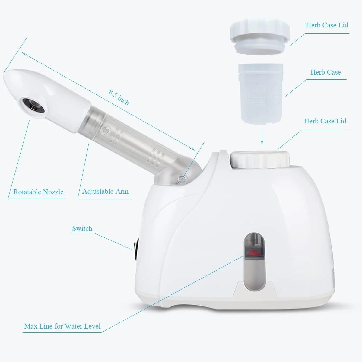 Warm Mist Facial Steamer with Adjustable Nozzle H549
