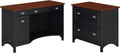 Antique Black Computer Desk with 2 Drawer File Cabinet T5887
