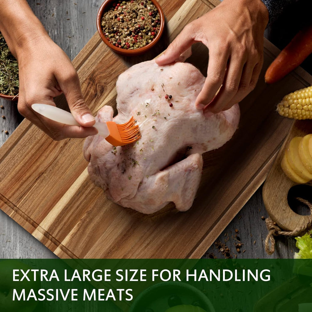 Acacia Wood Cutting Board 24x18 inch with Handle Juice Groove V150