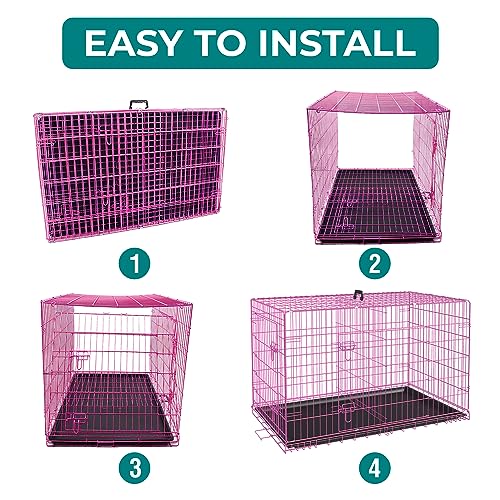 Large Foldable Metal Wire Dog Crate with Double-Door Tray B3626