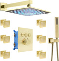 12 Inch Matte Black LED Rainfall Shower System with Body Jets U425