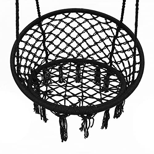 Black Macrame Hanging Swing Chair Set of 2 S61678