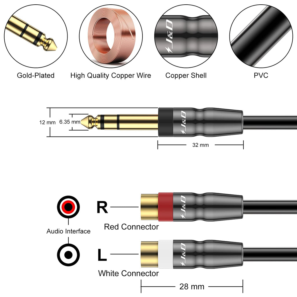6.35mm to 2RCA Stereo Audio Adapter Cable I4886