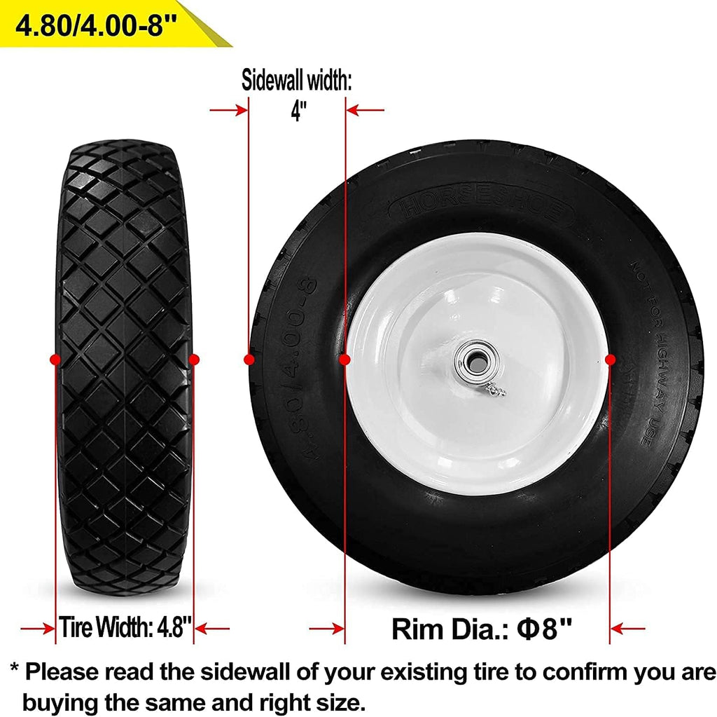 4.80/4.00-8 Solid Flat-Free Wheelbarrow Wheels with Ball Bearing G57455