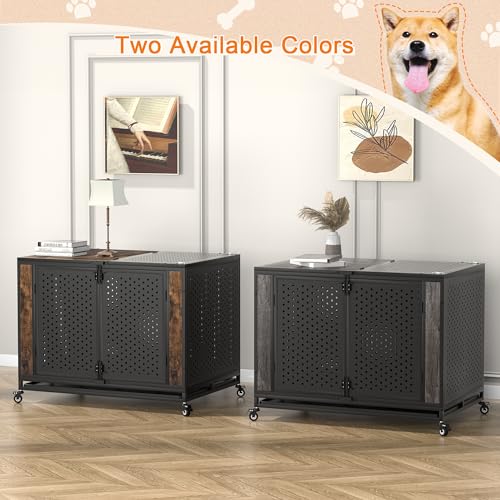 Brown Heavy Duty Metal Dog Crate Furniture X35966