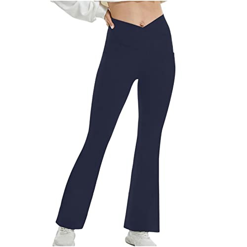 Women’s Bootcut Yoga Pants High Waisted V Crossover Wide Leg Flare Leggings Z6435