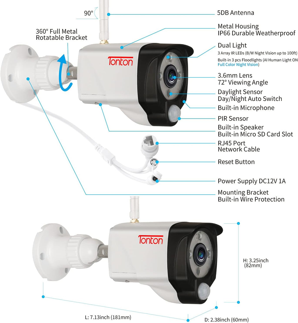 3MP Ultra HD Wireless IP Security Camera with PIR Sensor L703