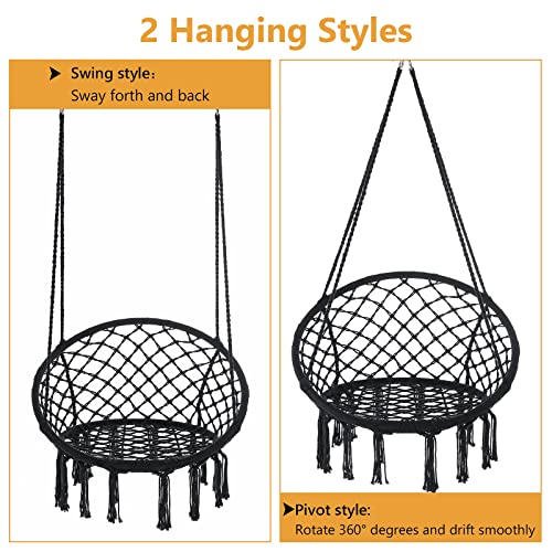 Black Macrame Hanging Swing Chair Set of 2 S61678