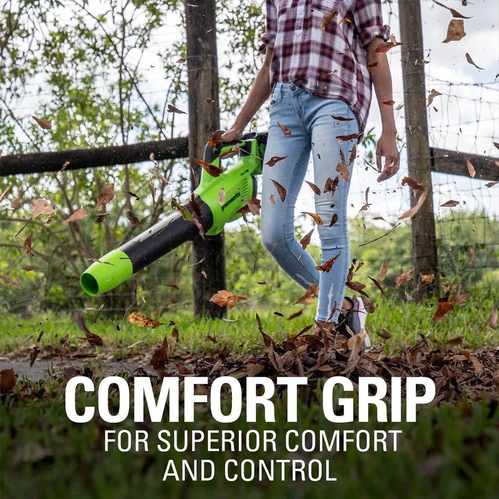 48V Brushless Leaf Blower 515CFM 125MPH with 2 2.0Ah Batteries & 4A Dual Port Charger S4446