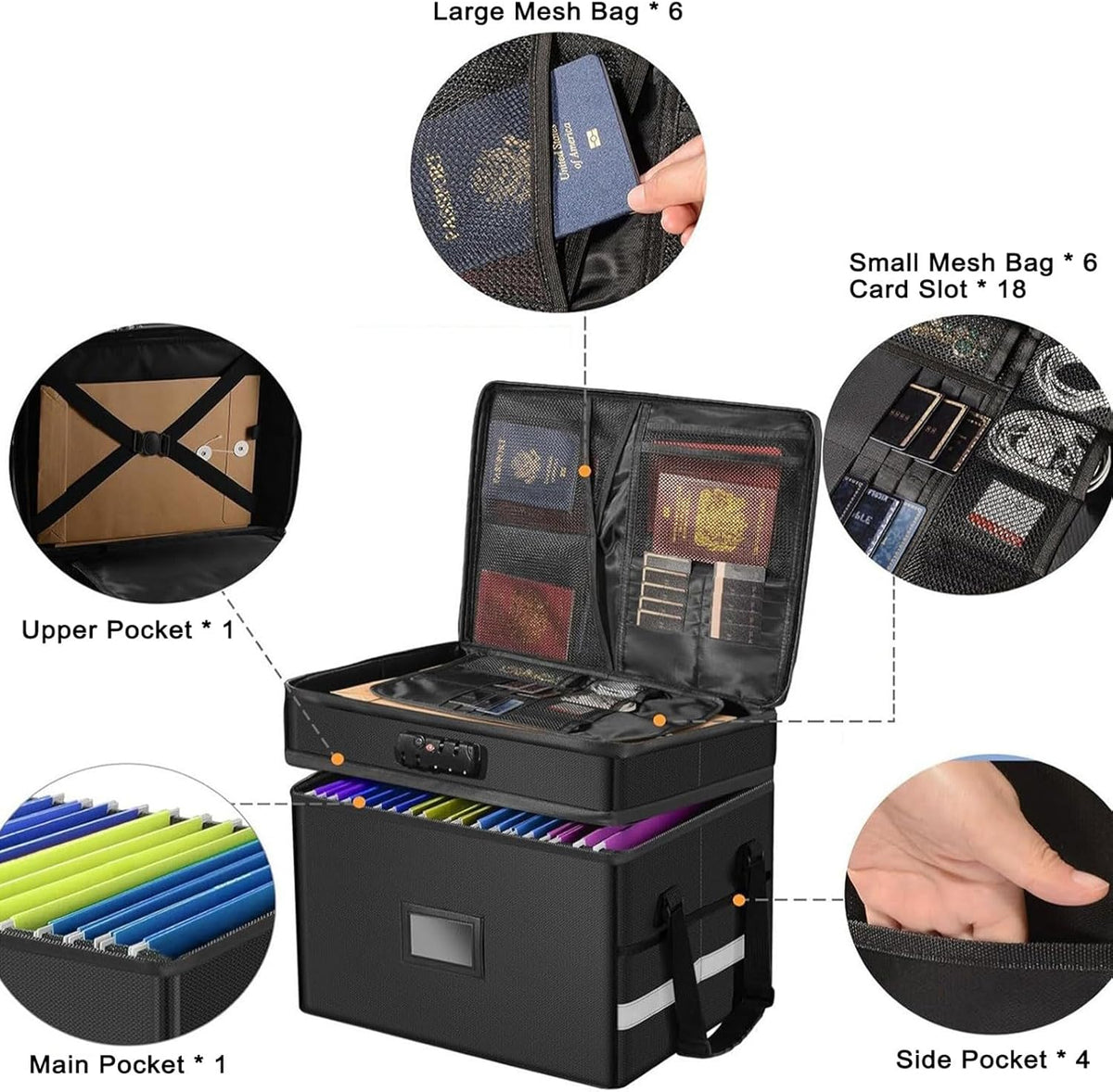 2 Layer Fireproof Document Box with Lock, Black K9627