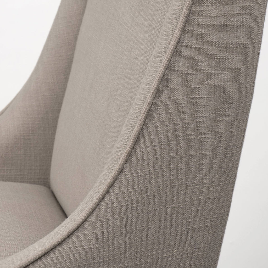 Beige Fabric Brown Wood Base Stool S27697