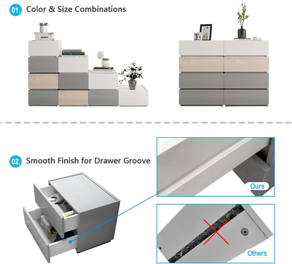 Gray 2-Drawer Stackable Dresser C2273