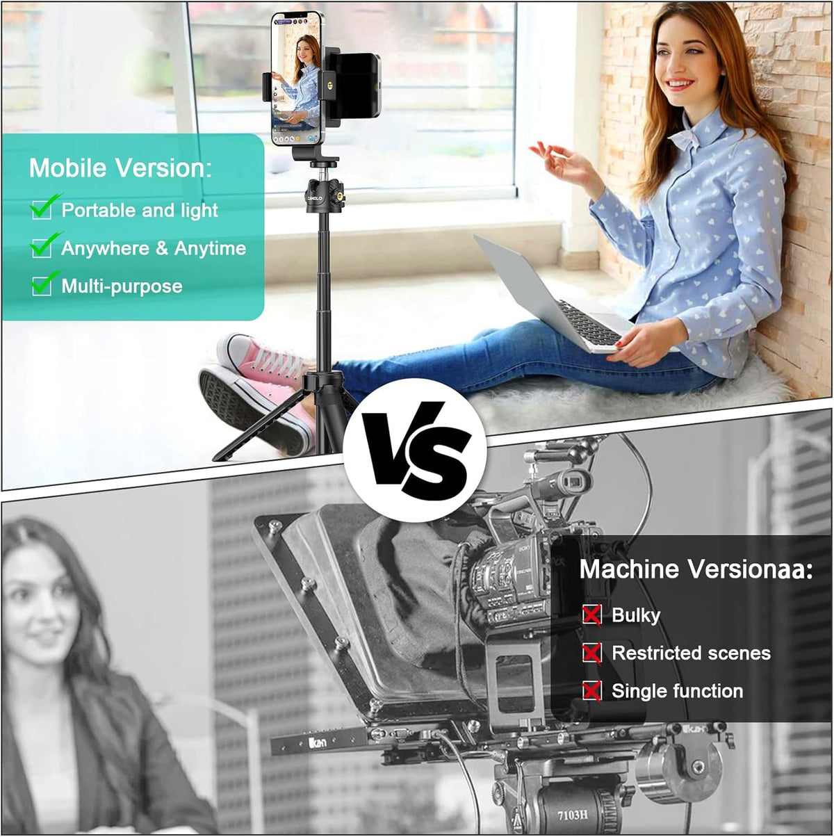 Phone Tripod Mount Teleprompter for Smartphone T82527