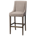 Beige Fabric Brown Wood Base Stool S27697