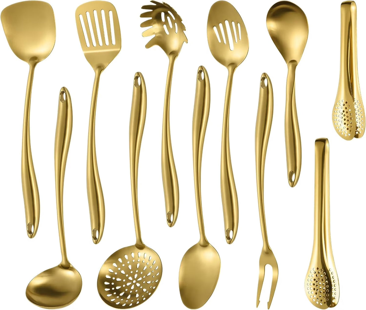 11 Pcs Stainless Steel Gold Kitchen Utensils Set U143234