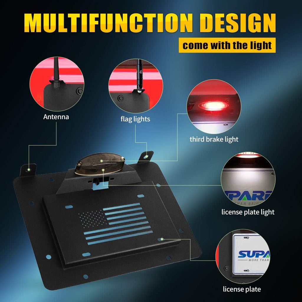 Spare Tire Delete License Plate Relocation Kit with Light N51576
