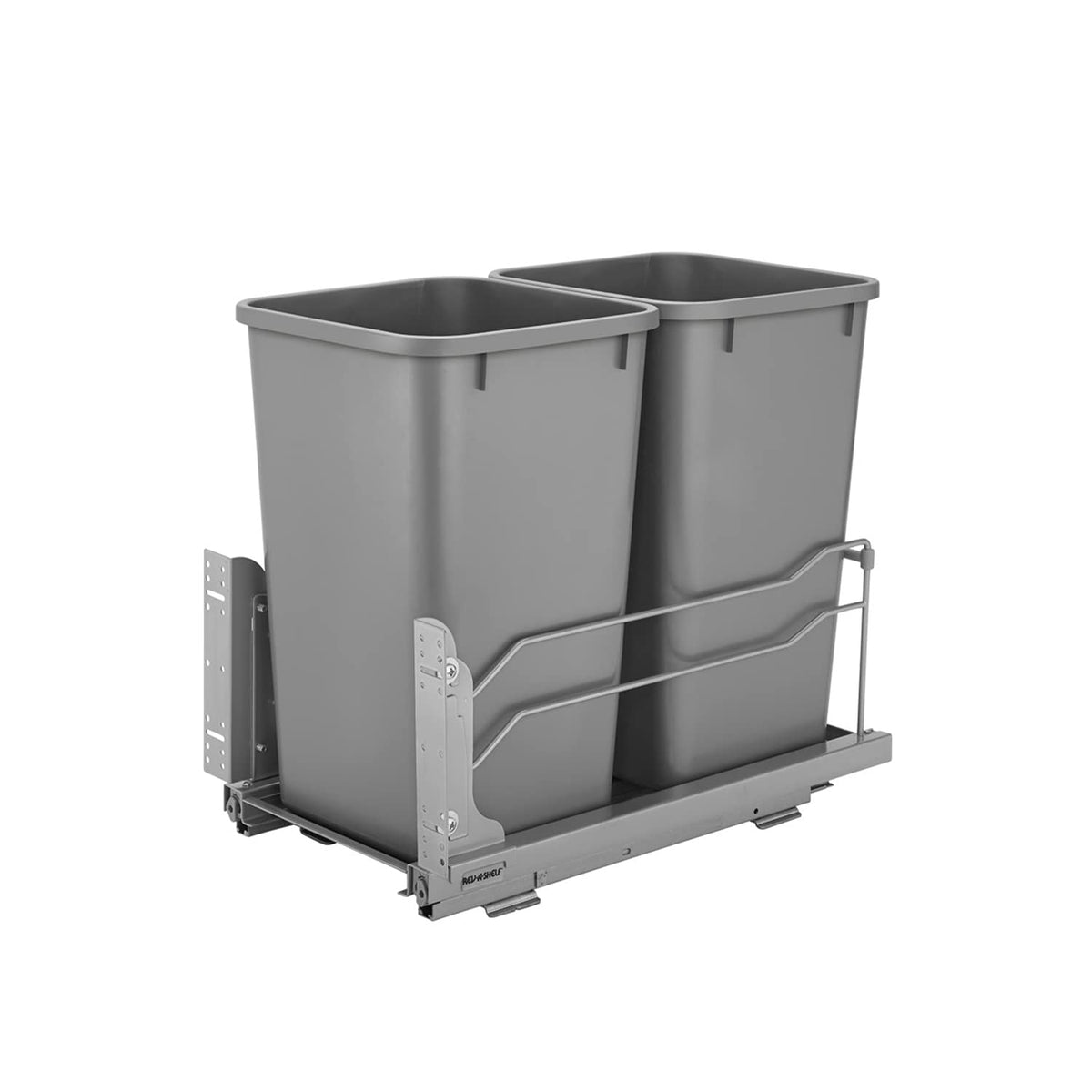 Double 27-Quart Pull Out Kitchen Waste Container with Soft-Close Slides, Gray T870